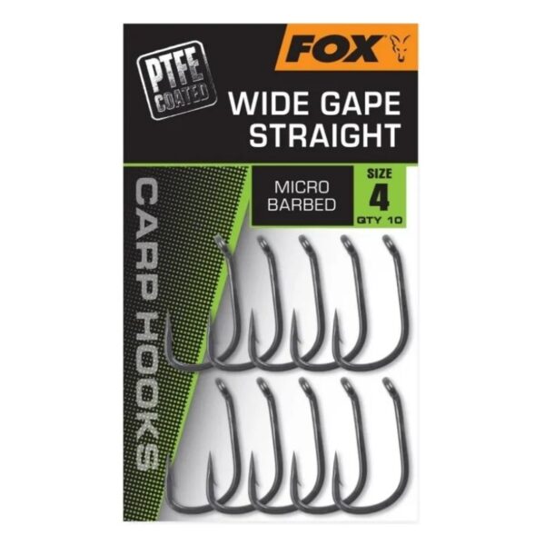 FOX CARP HOOKS WIDE GAPE STRAIGHT SIZE 4