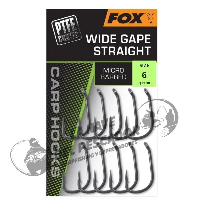 FOX CARP HOOKS WIDE GAPE STRAIGHT SIZE 6