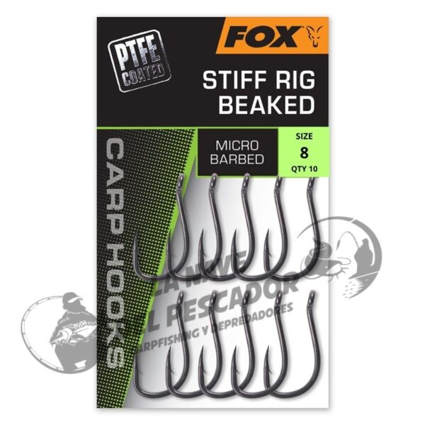FOX STIFF RIG BEAKED MICRO BARBED SIZE 8